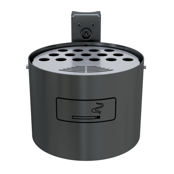 Round ashtray for fixing on walls or posts | hot dipped galvanized and coated DB 703 | without standingpost